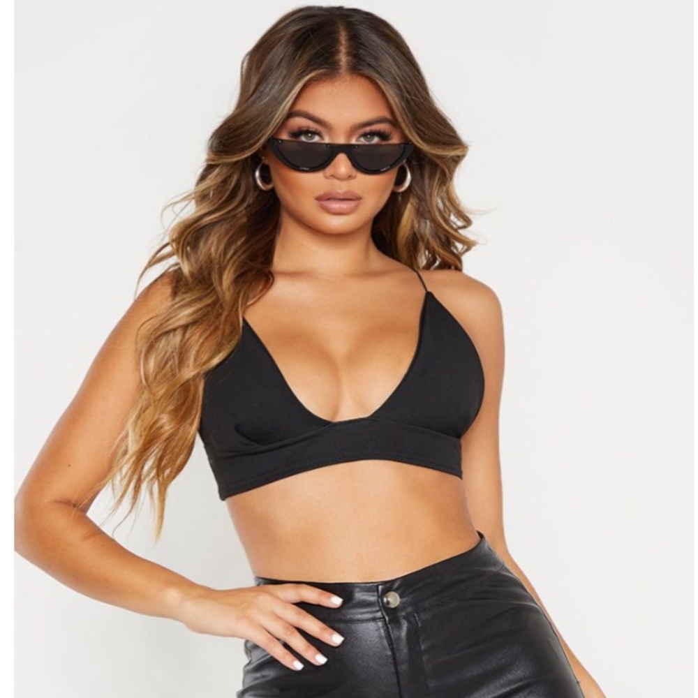 Black Scuba Spaghetti Strap Bralet